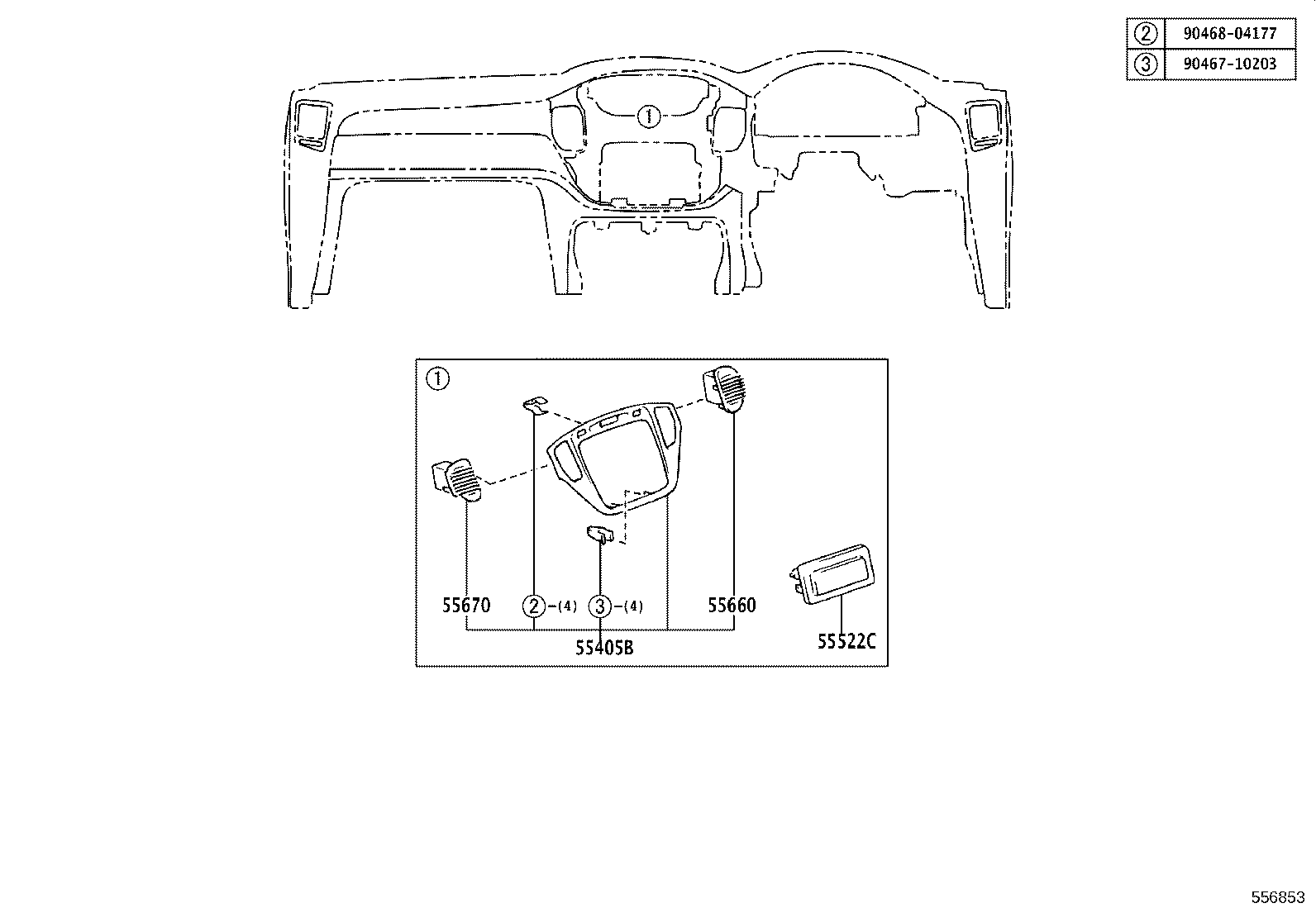 55307-48030 BRACE SUB-ASSY, INSTRUMENT PANEL, NO.2 product image