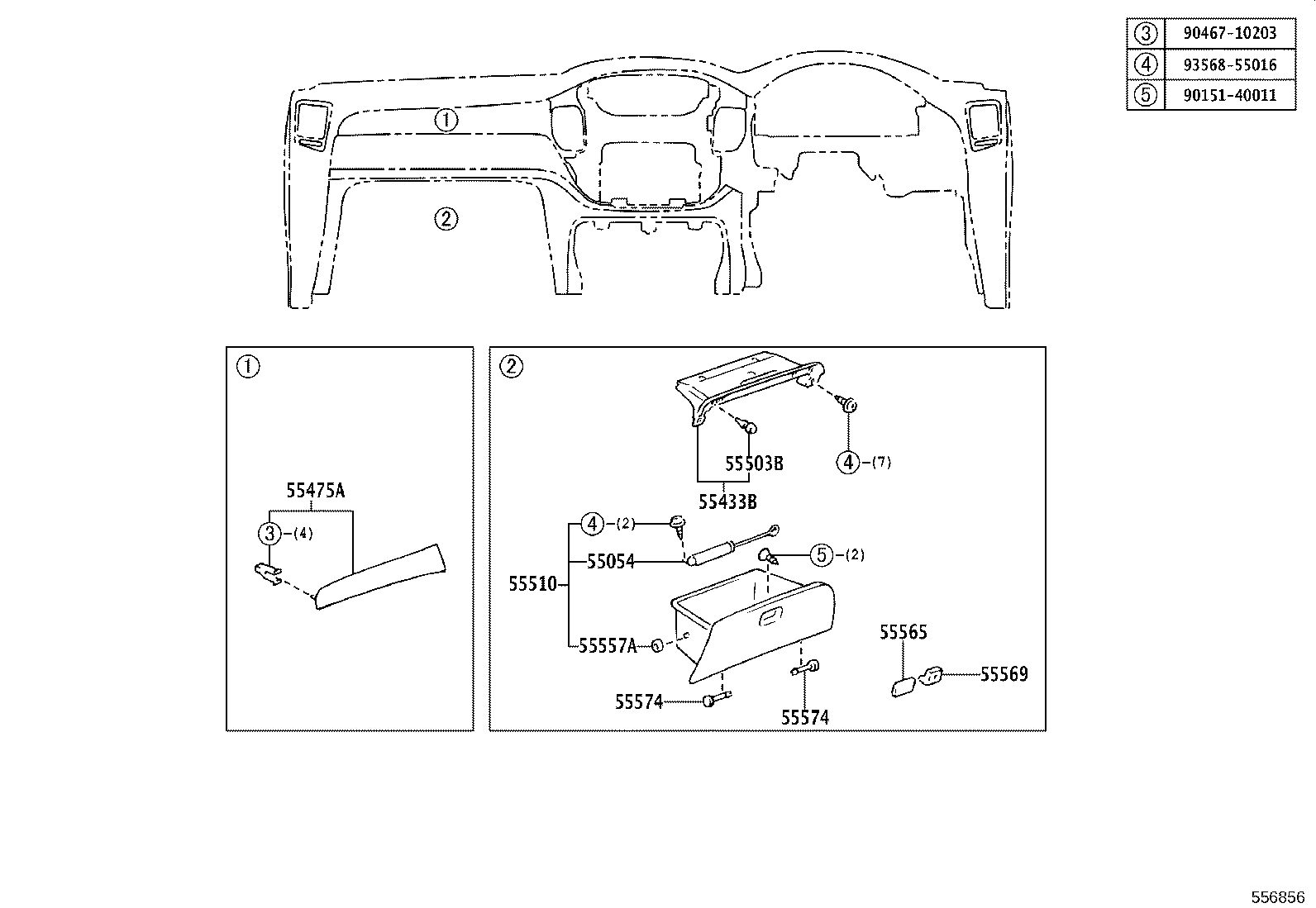 55054-48010 STOPPER SUB-ASSY, GLOVE COMPARTMENT DOOR product image