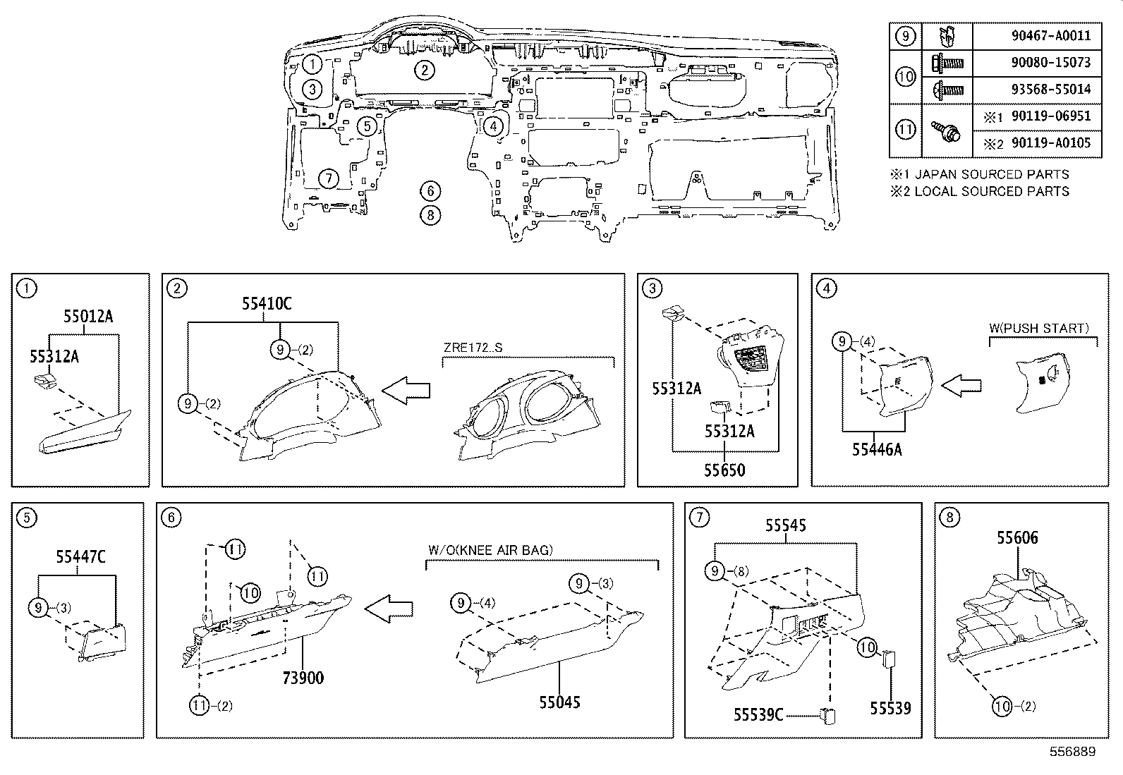 55306-02450 BRACE SUB-ASSY, INSTRUMENT PANEL, NO.1 product image