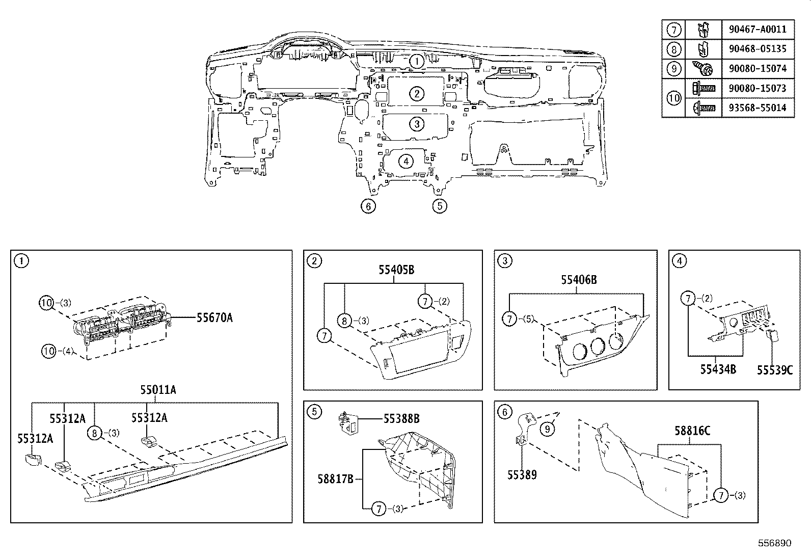 55306-02450 BRACE SUB-ASSY, INSTRUMENT PANEL, NO.1 product image
