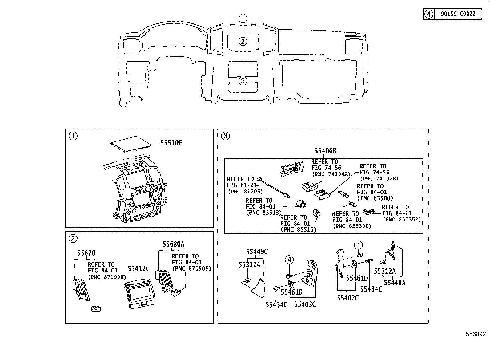 55405-60550 PANEL SUB-ASSY, INSTRUMENT CLUSTER FINISH, CENTER product image