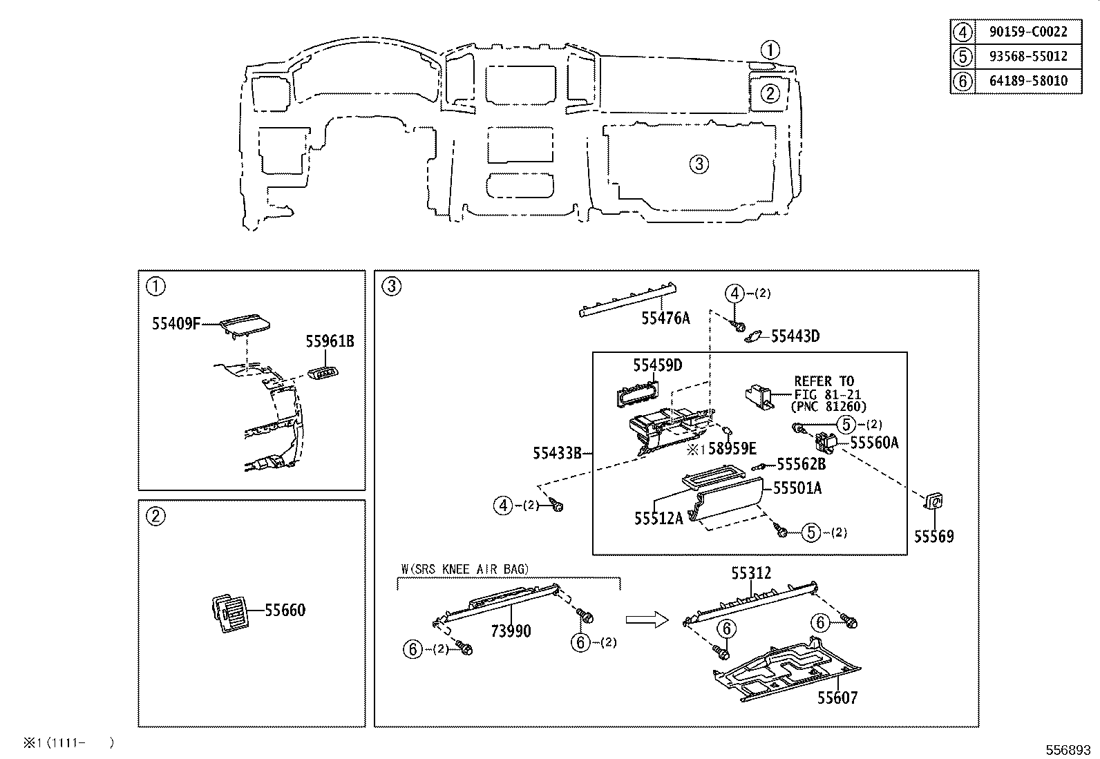 55405-60550 PANEL SUB-ASSY, INSTRUMENT CLUSTER FINISH, CENTER product image