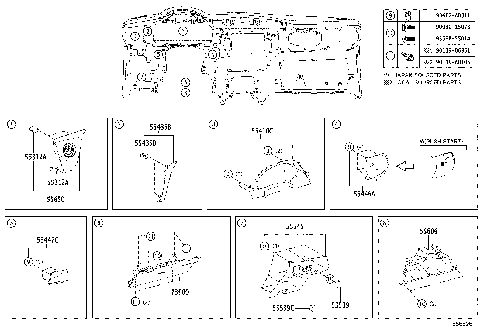 55307-02460 BRACE SUB-ASSY, INSTRUMENT PANEL, NO.2 product image