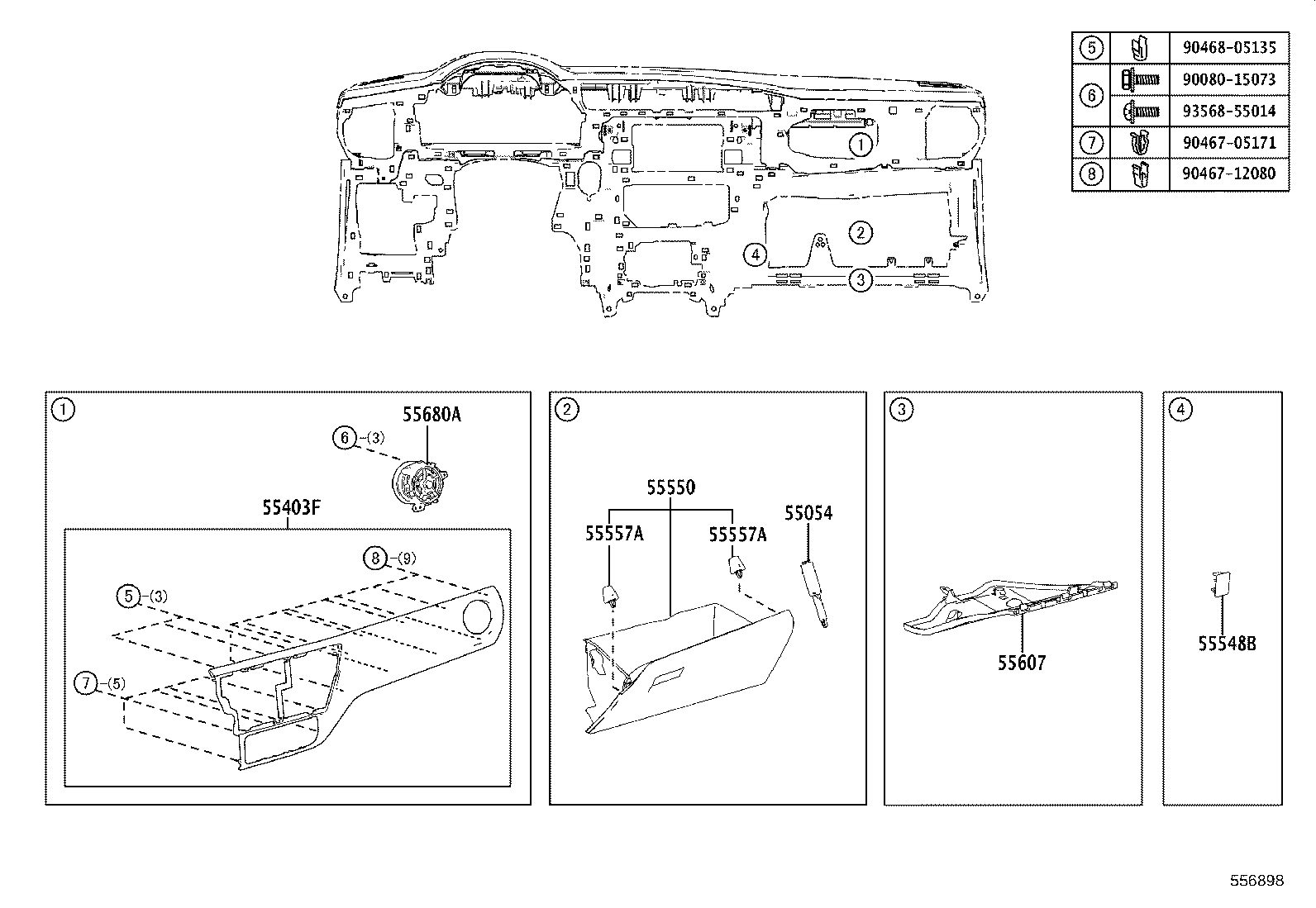55307-02460 BRACE SUB-ASSY, INSTRUMENT PANEL, NO.2 product image