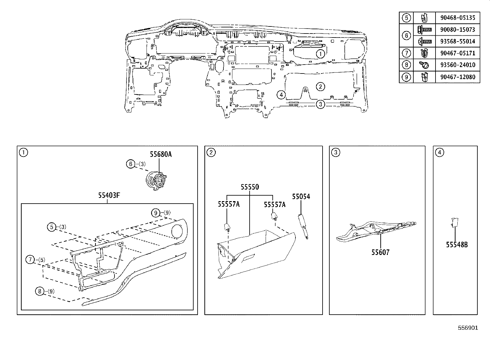 55307-02460 BRACE SUB-ASSY, INSTRUMENT PANEL, NO.2 product image