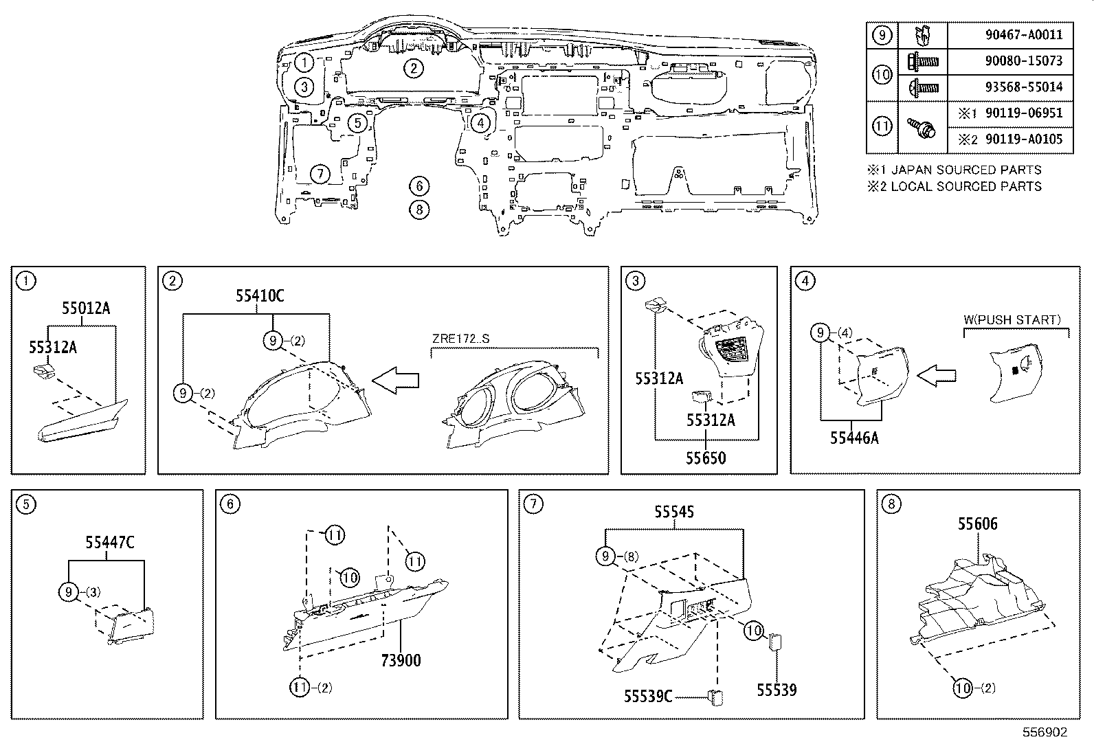 55307-02460 BRACE SUB-ASSY, INSTRUMENT PANEL, NO.2 product image