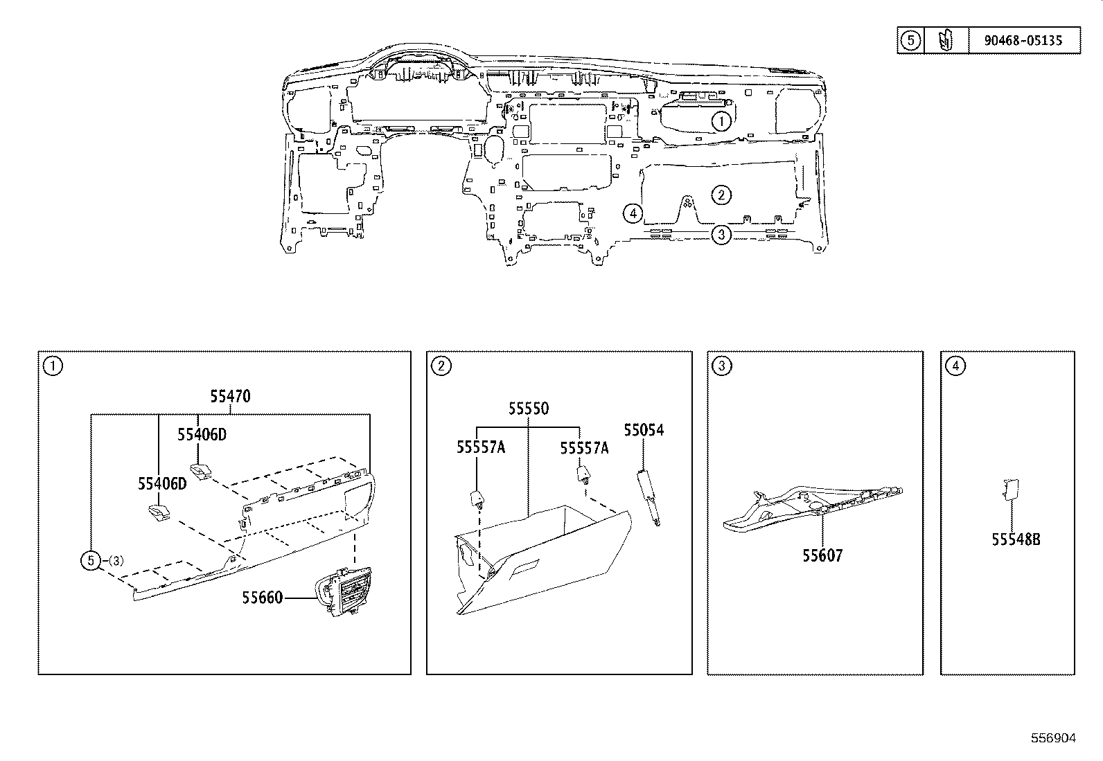 55307-02460 BRACE SUB-ASSY, INSTRUMENT PANEL, NO.2 product image
