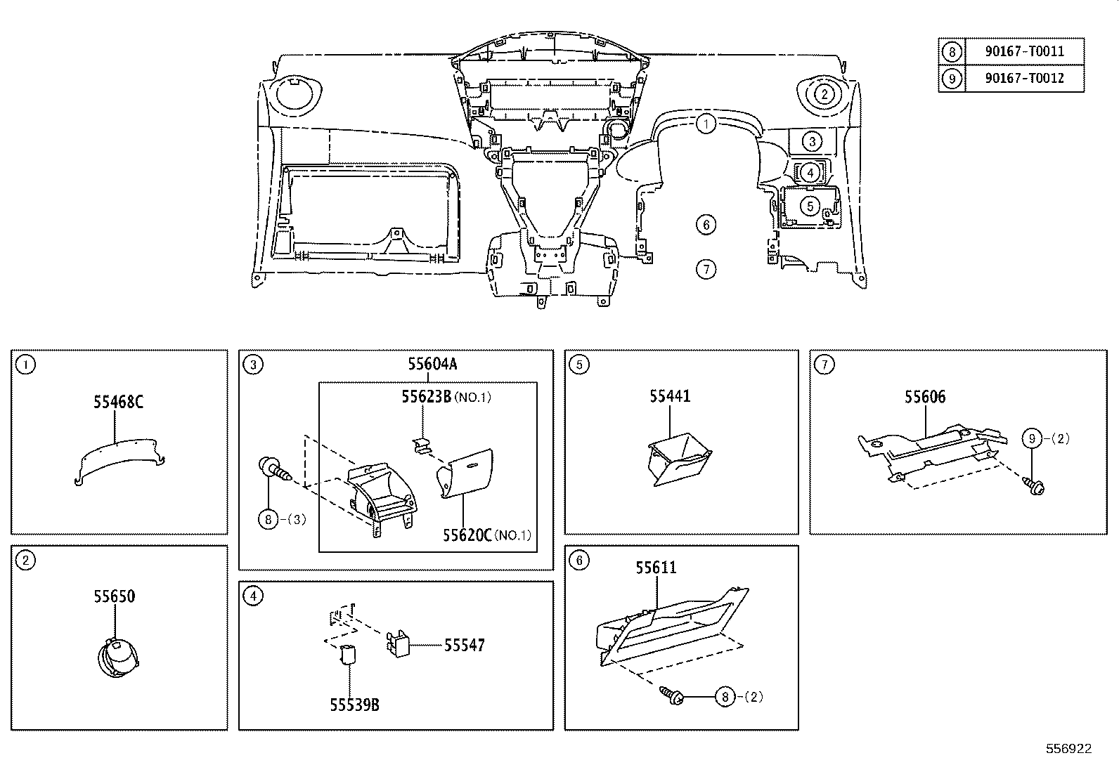 55355-0D210 CUSHION, INSTRUMENT PANEL, NO.1 product image