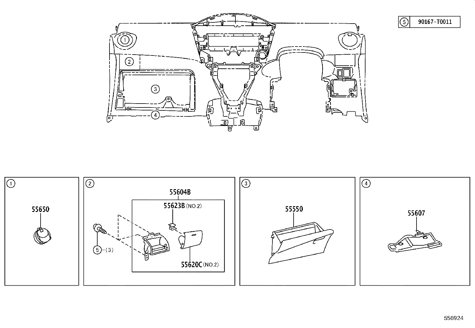 55355-0D210 CUSHION, INSTRUMENT PANEL, NO.1 product image