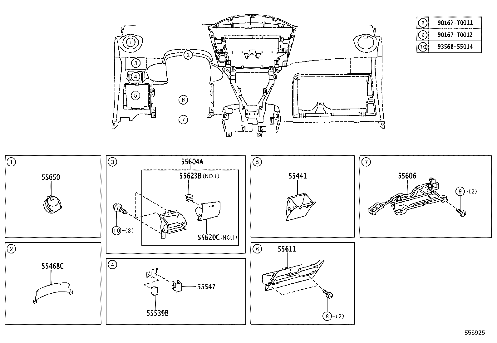 55355-0D210 CUSHION, INSTRUMENT PANEL, NO.1 product image