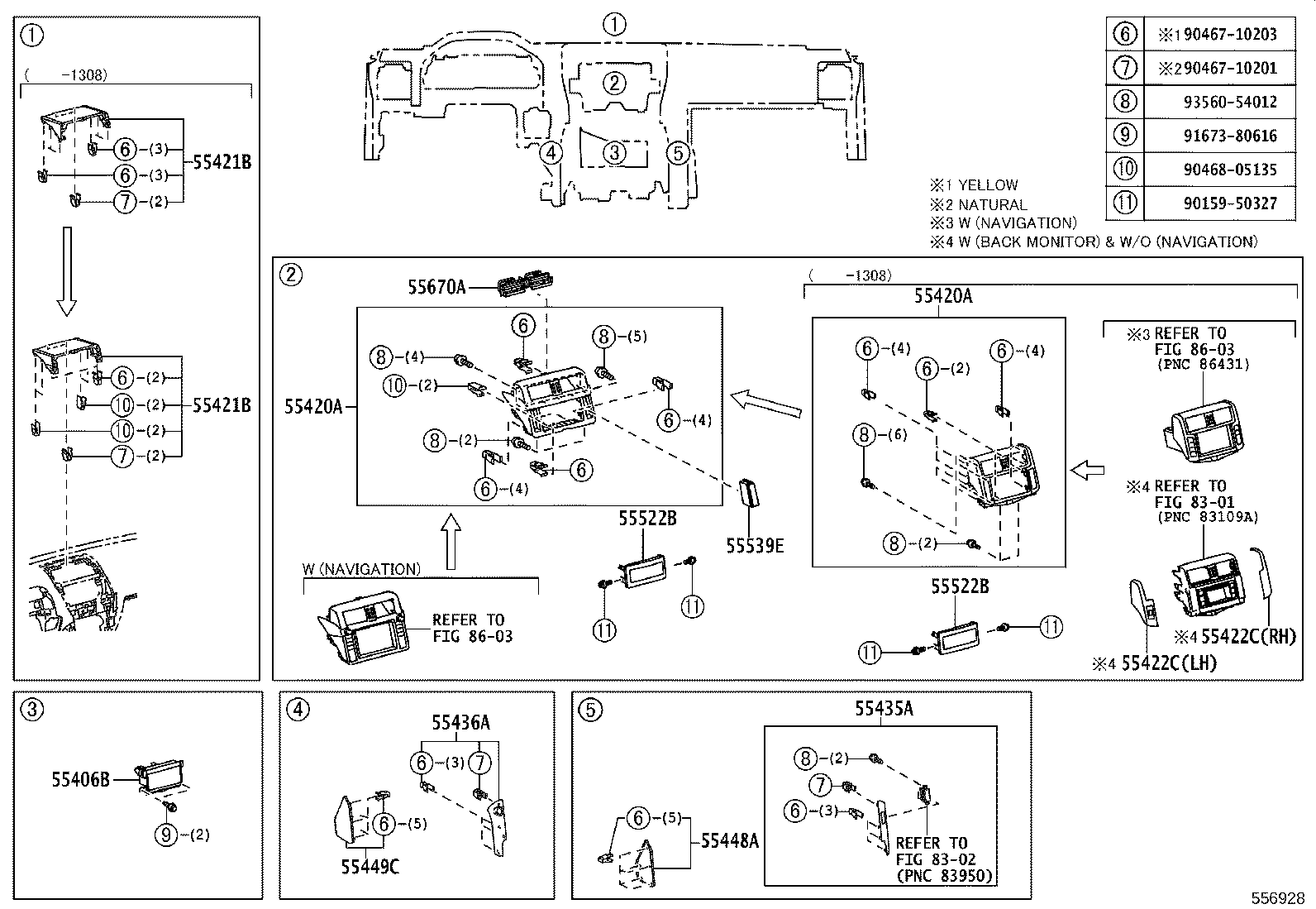 55406-60370 PANEL SUB-ASSY, INSTRUMENT CLUSTER FINISH, LOWER CENTER product image