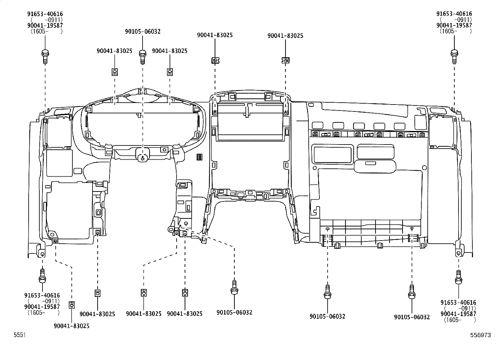 90044-68324 CLIP, PANEL, INSTRUMENT CLUSTER FINISH, END product image
