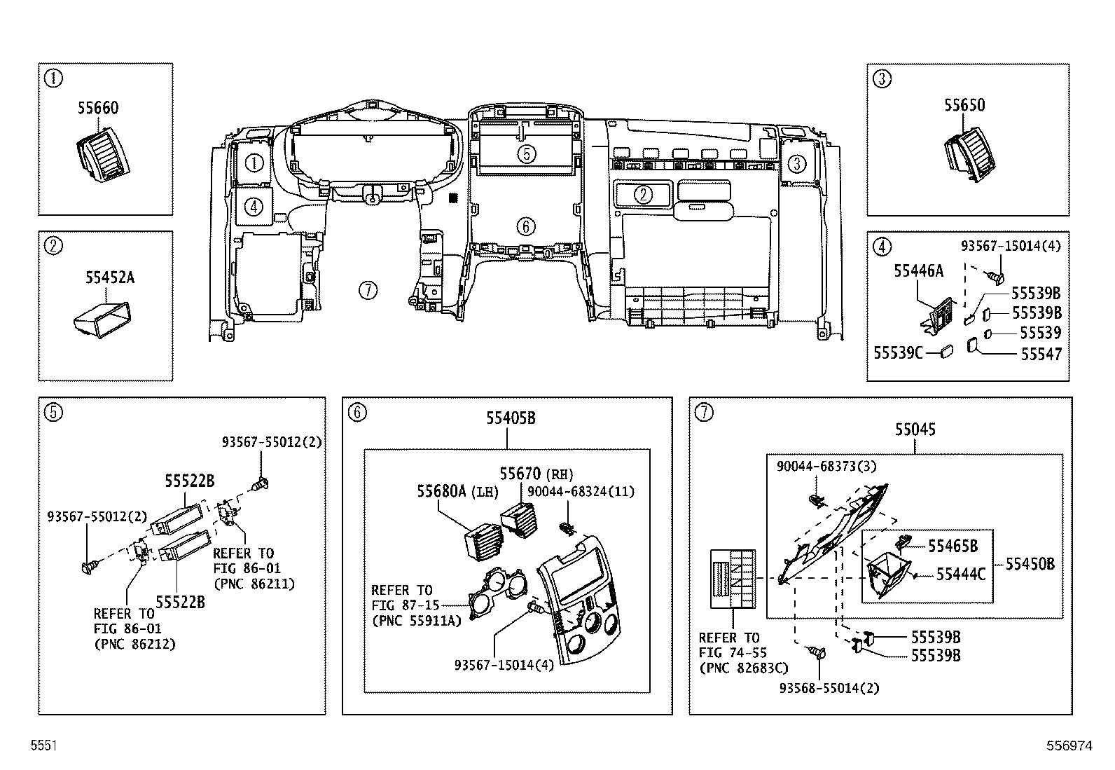 90044-68324 CLIP, PANEL, INSTRUMENT CLUSTER FINISH, END product image