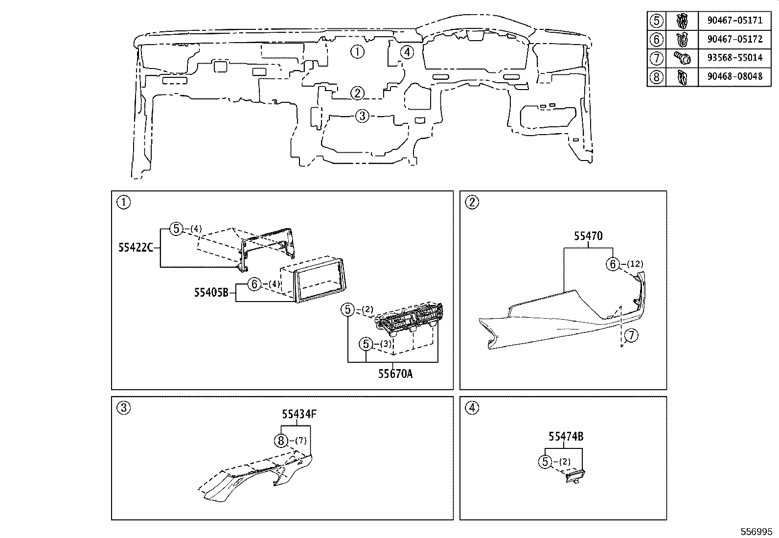 55306-12560 BRACE SUB-ASSY, INSTRUMENT PANEL, NO.1 product image