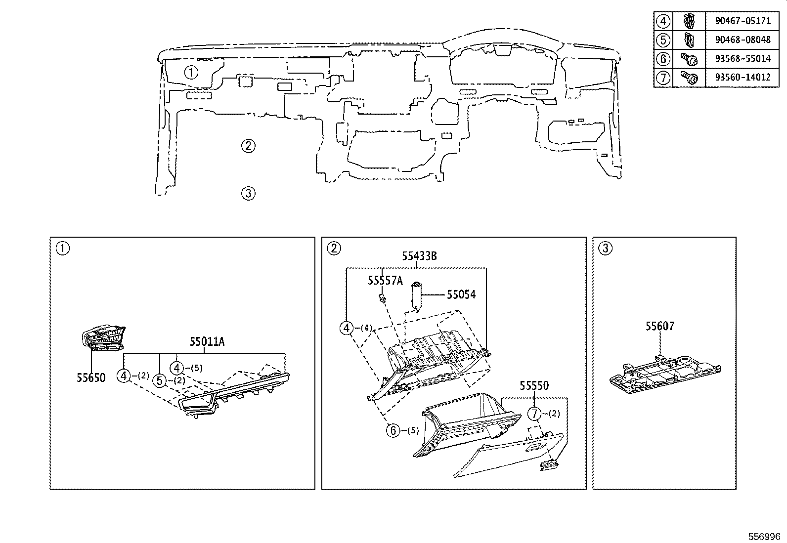 55306-12560 BRACE SUB-ASSY, INSTRUMENT PANEL, NO.1 product image