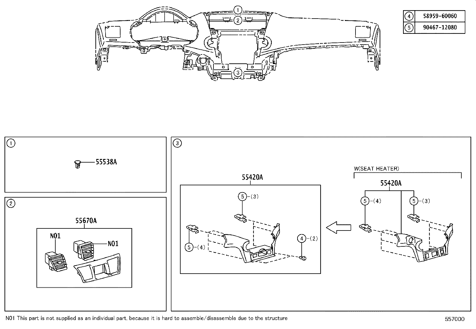 55307-48100 BRACE SUB-ASSY, INSTRUMENT PANEL, NO.2 product image