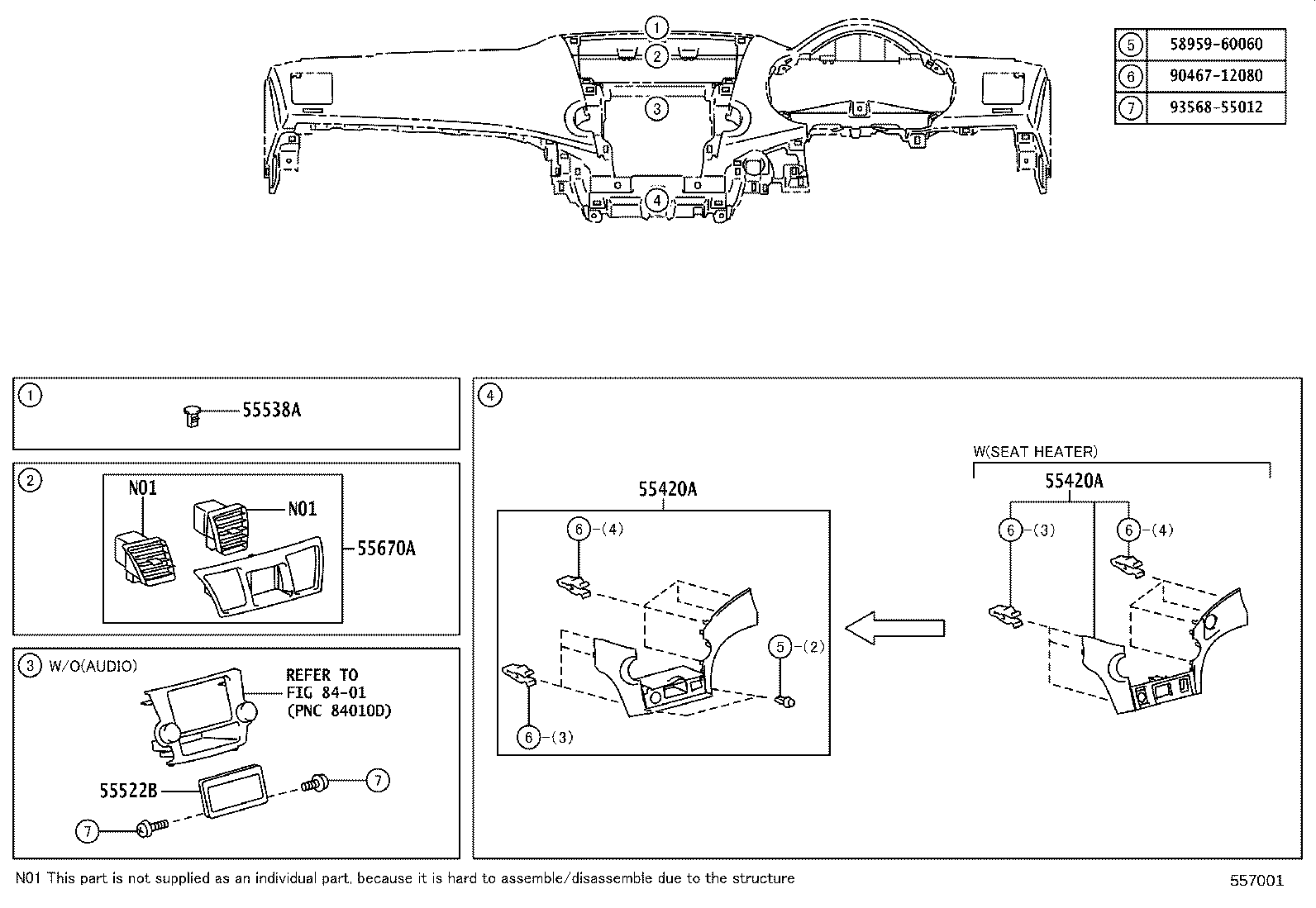 55307-48100 BRACE SUB-ASSY, INSTRUMENT PANEL, NO.2 product image
