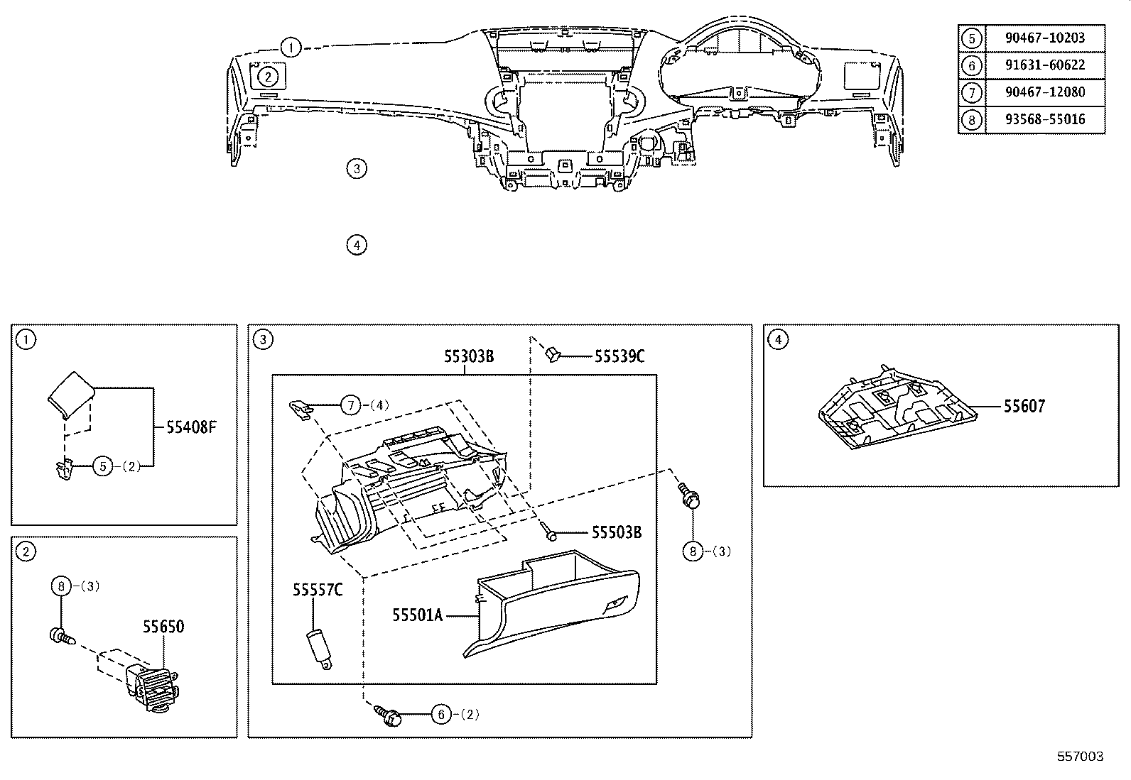 55307-48100 BRACE SUB-ASSY, INSTRUMENT PANEL, NO.2 product image