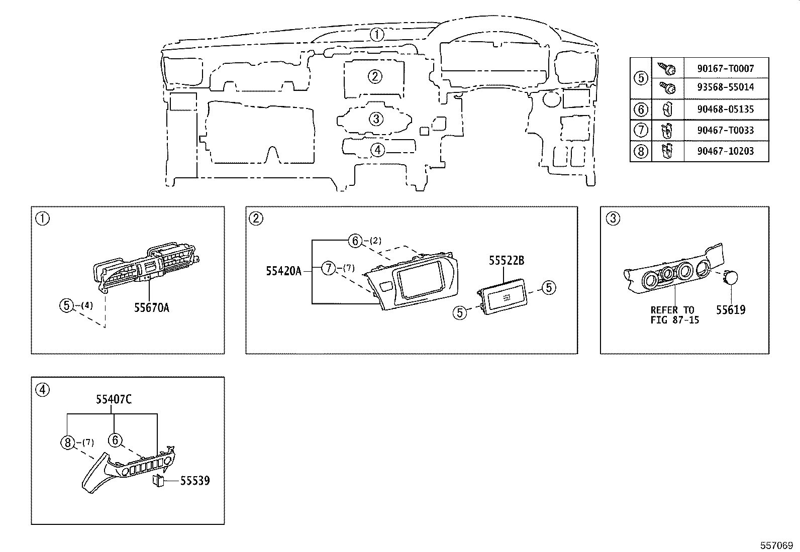 55357-KK030 CUSHION, INSTRUMENT PANEL, NO.3 product image