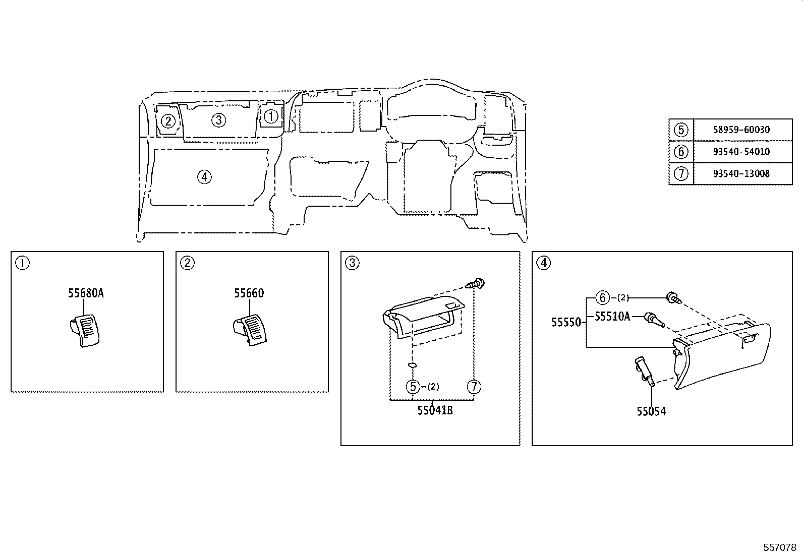 55307-68010 BRACE SUB-ASSY, INSTRUMENT PANEL, NO.2 product image