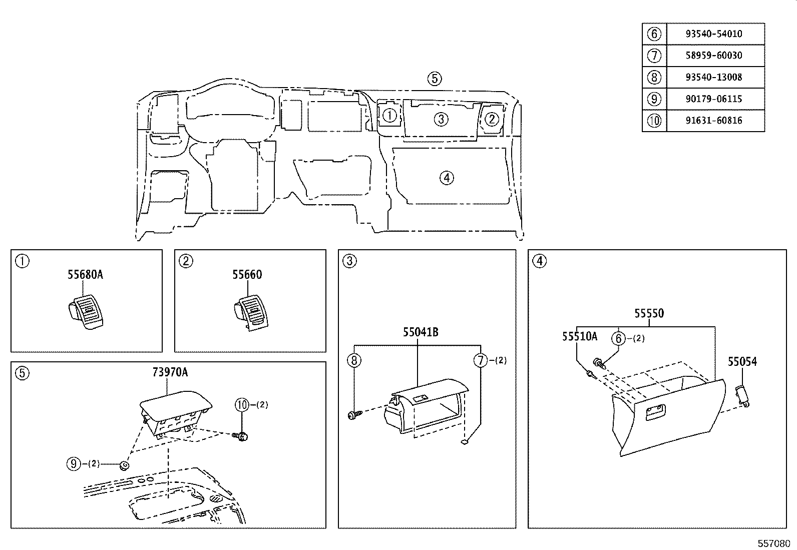55307-68010 BRACE SUB-ASSY, INSTRUMENT PANEL, NO.2 product image