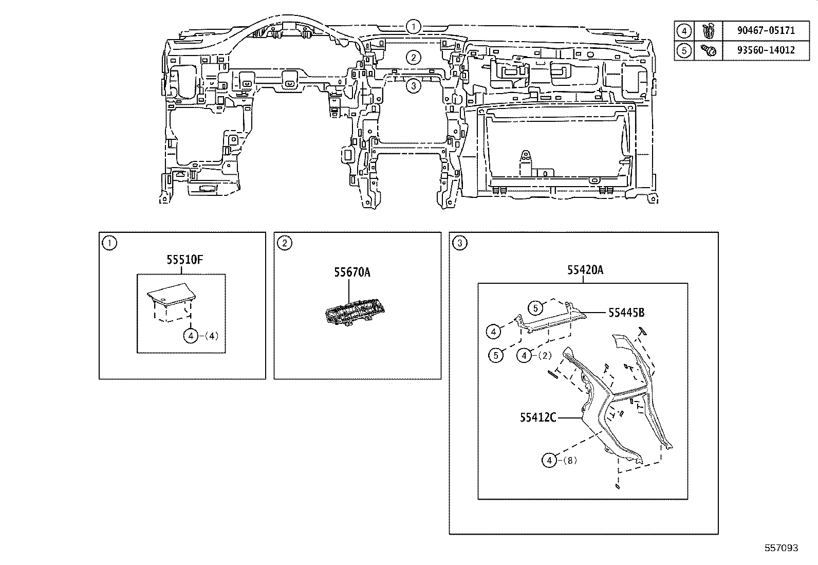 55307-78020 BRACE SUB-ASSY, INSTRUMENT PANEL, NO.2 product image