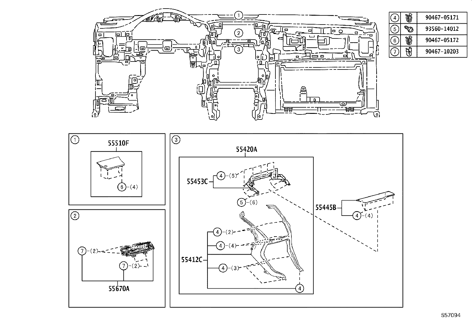 55307-78020 BRACE SUB-ASSY, INSTRUMENT PANEL, NO.2 product image