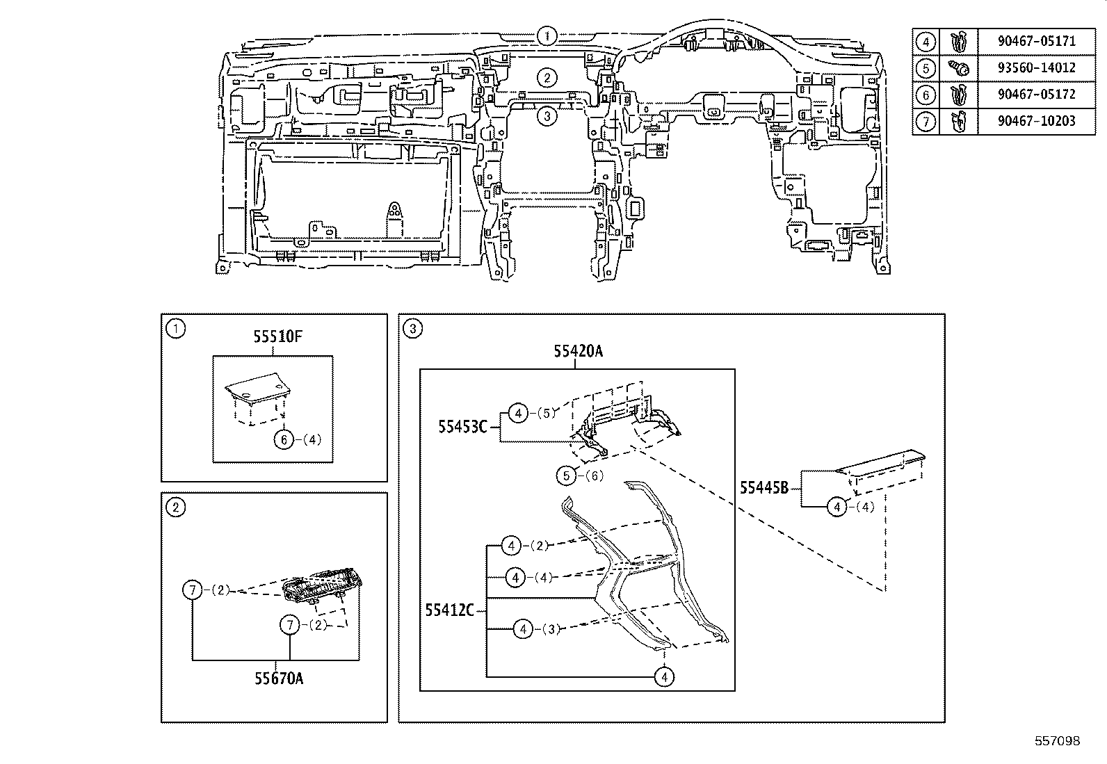 55307-78020 BRACE SUB-ASSY, INSTRUMENT PANEL, NO.2 product image