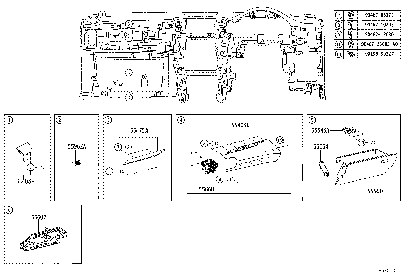 55307-78020 BRACE SUB-ASSY, INSTRUMENT PANEL, NO.2 product image