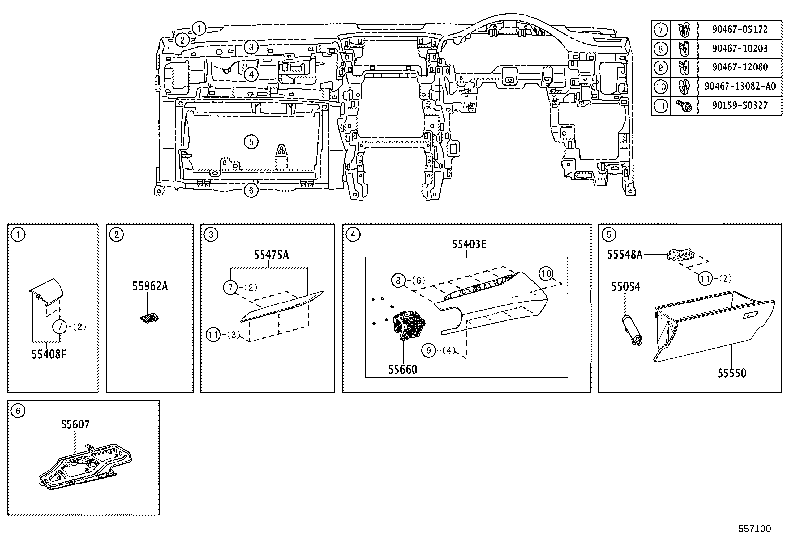 55307-78020 BRACE SUB-ASSY, INSTRUMENT PANEL, NO.2 product image