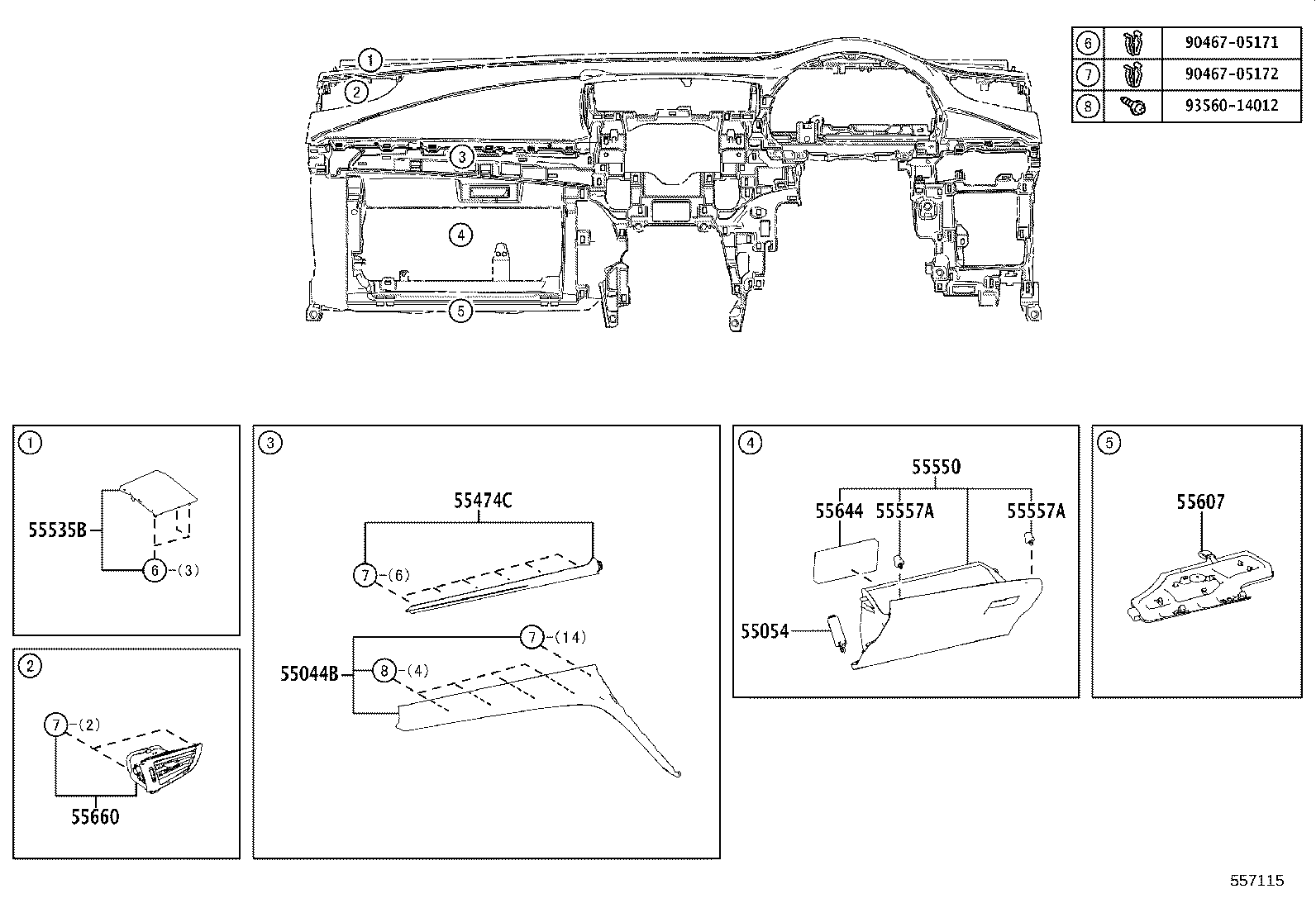 55650-48120 REGISTER ASSY, INSTRUMENT PANEL, NO.1 product image