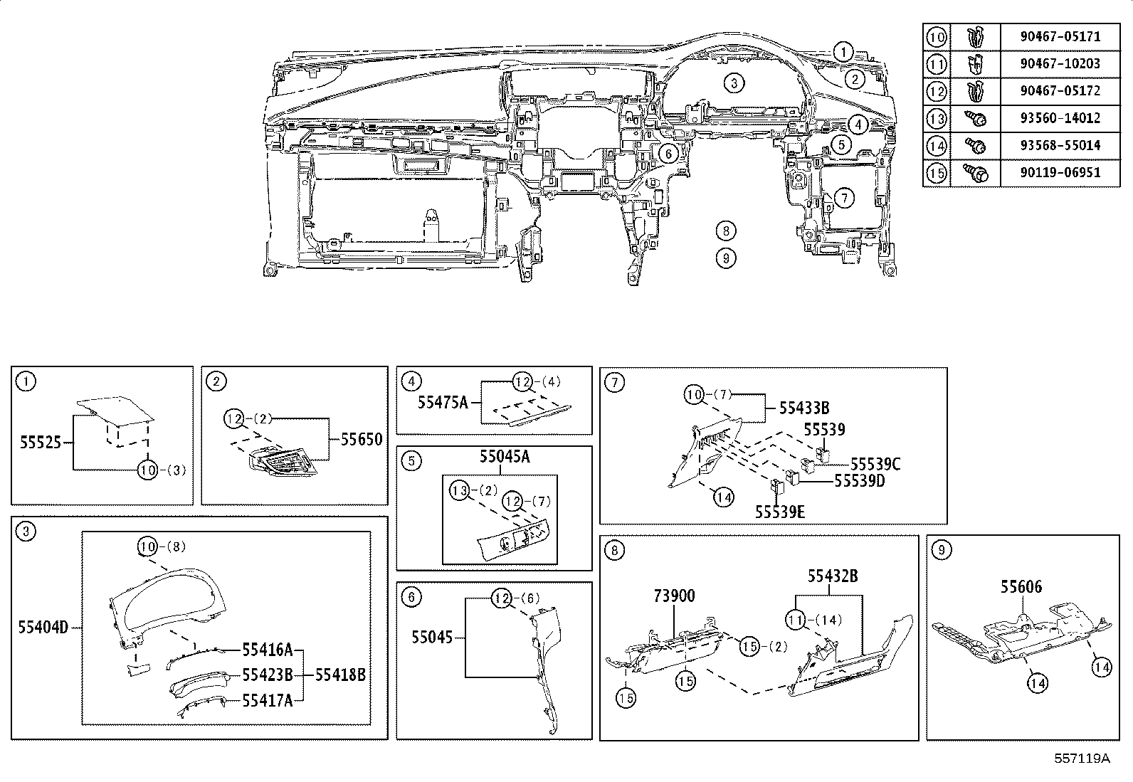 55307-48150 BRACE SUB-ASSY, INSTRUMENT PANEL, NO.2 product image