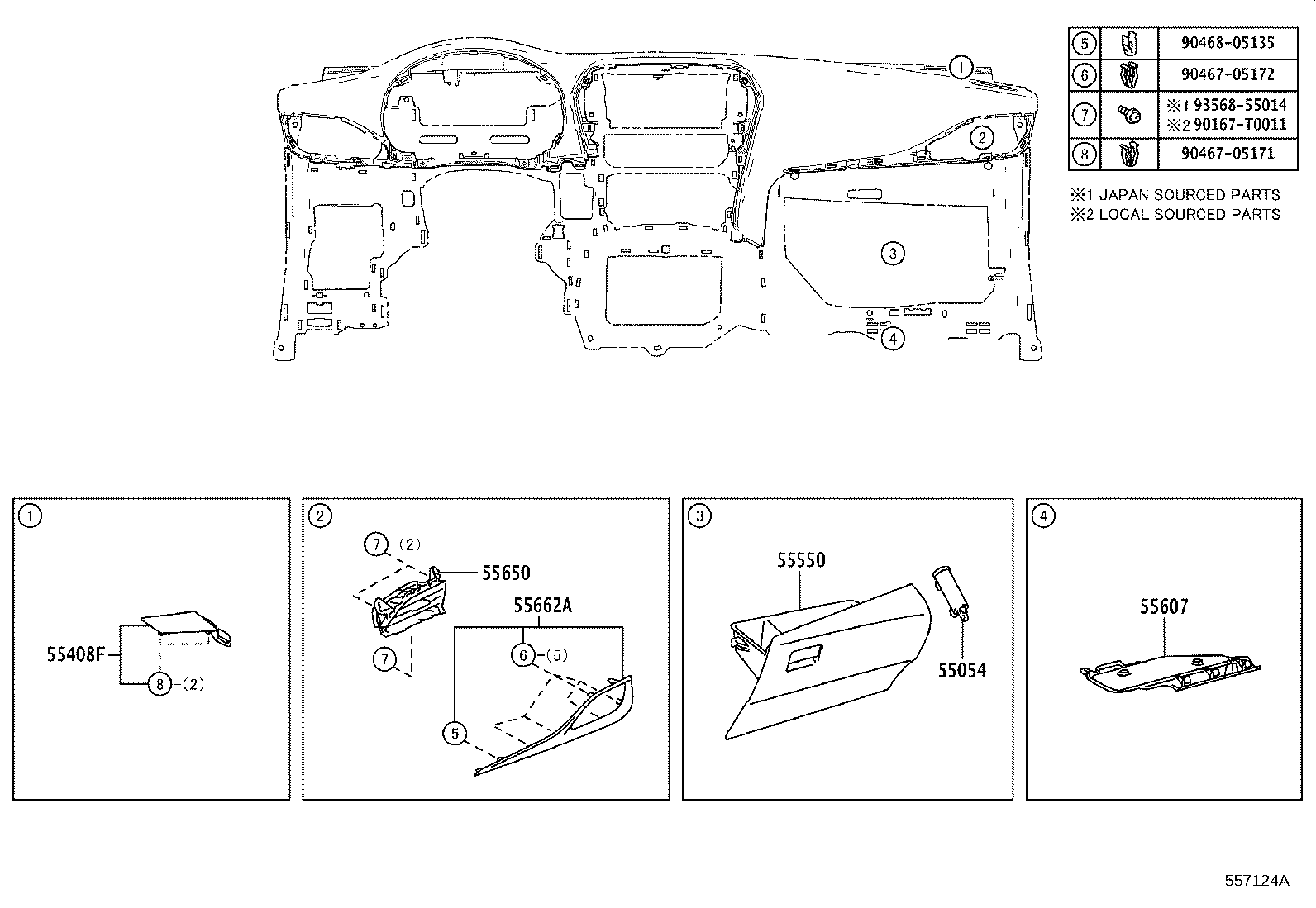 55046-0D290 PANEL SUB-ASSY, INSTRUMENT PANEL FINISH, LOWER RH product image