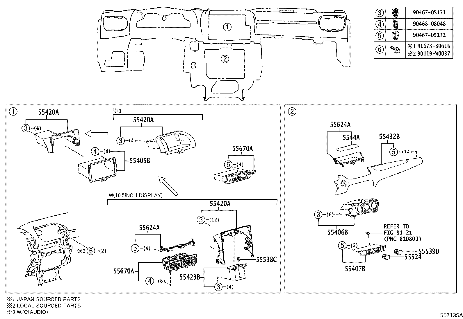 55054-47010 STOPPER SUB-ASSY, GLOVE COMPARTMENT DOOR product image