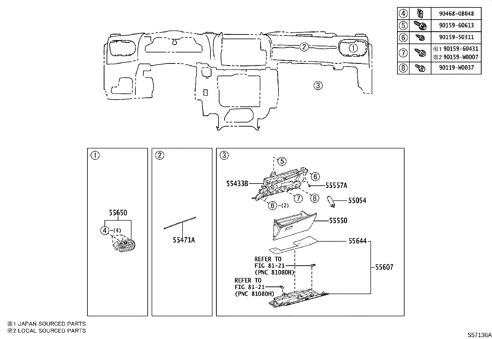 55054-47010 STOPPER SUB-ASSY, GLOVE COMPARTMENT DOOR product image