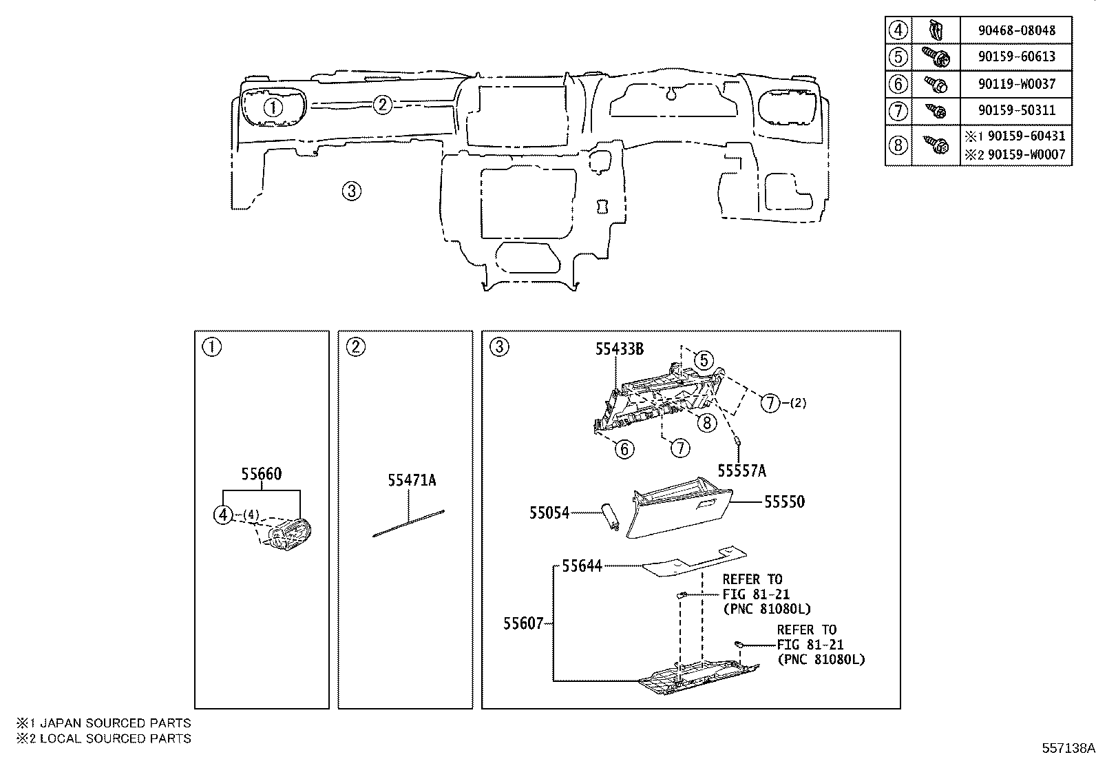 55054-47010 STOPPER SUB-ASSY, GLOVE COMPARTMENT DOOR product image