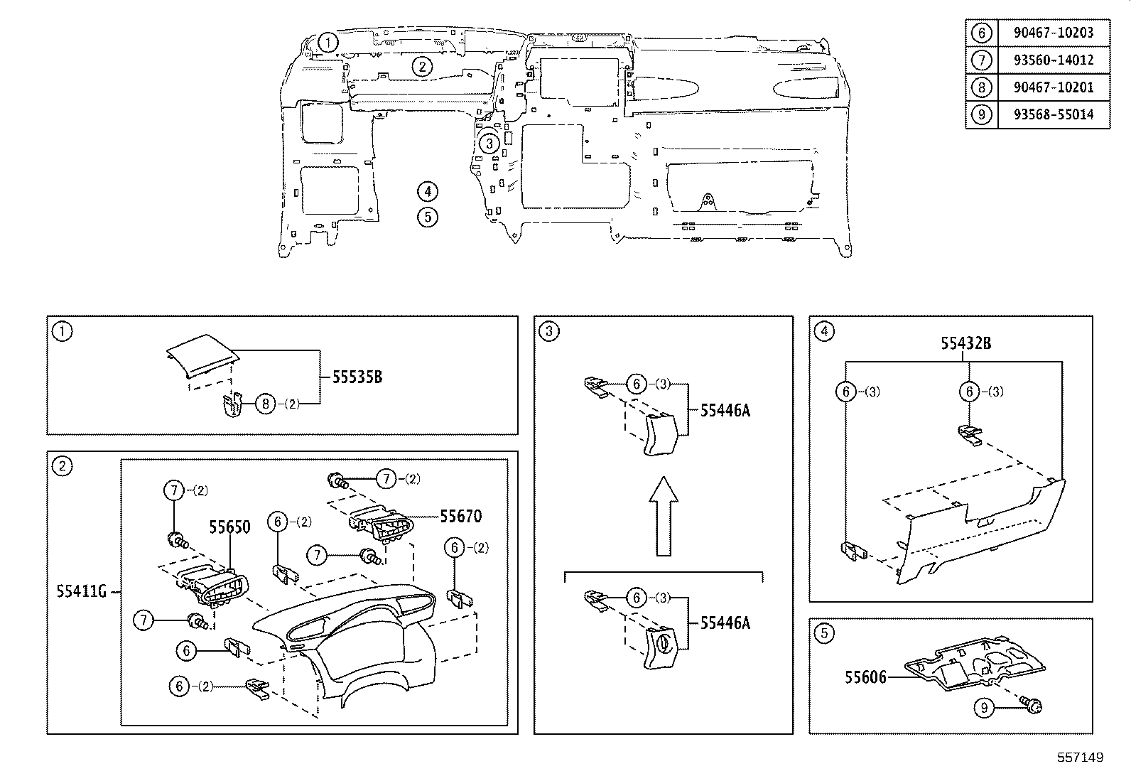 55355-0M010 CUSHION, INSTRUMENT PANEL, NO.1 product image