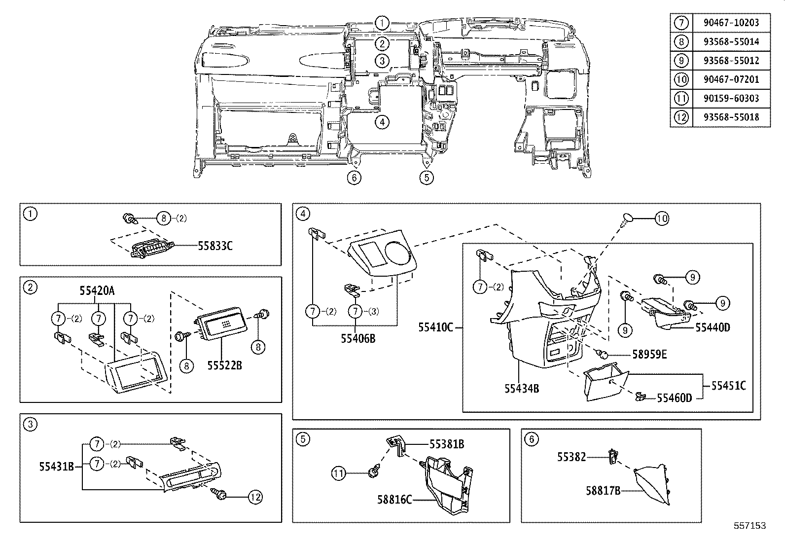 55307-68020 BRACE SUB-ASSY, INSTRUMENT PANEL, NO.2 product image