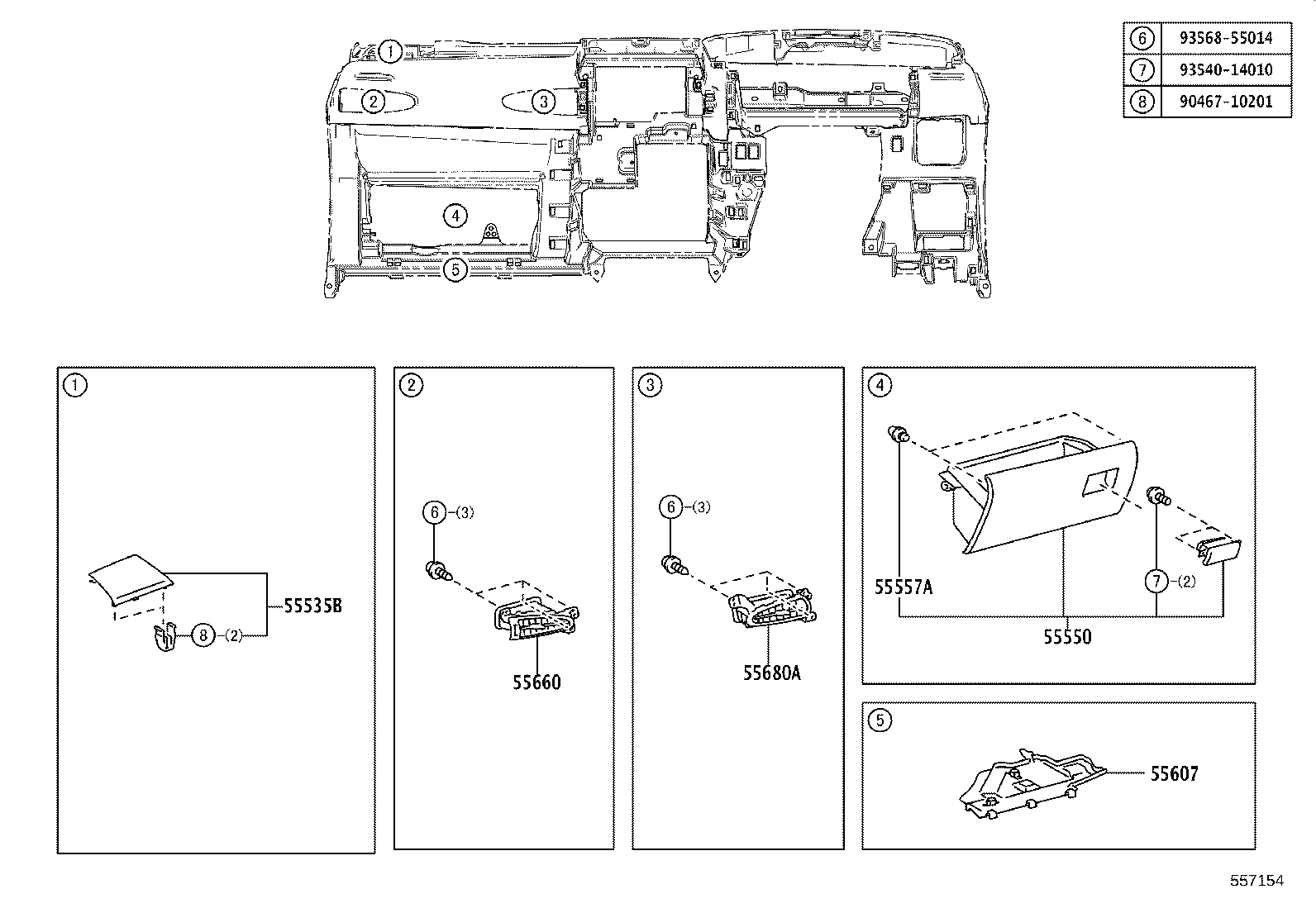 55307-68020 BRACE SUB-ASSY, INSTRUMENT PANEL, NO.2 product image