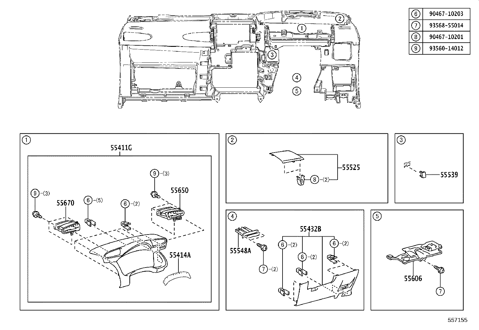 55406-68050 PANEL SUB-ASSY, INSTRUMENT CLUSTER FINISH, LOWER CENTER product image