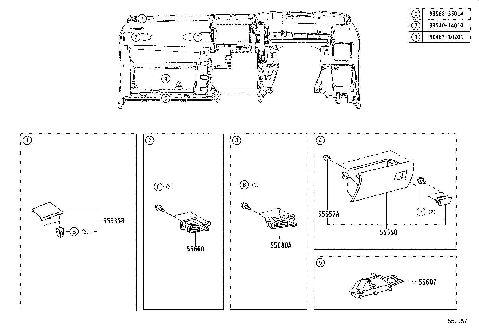 55406-68050 PANEL SUB-ASSY, INSTRUMENT CLUSTER FINISH, LOWER CENTER product image