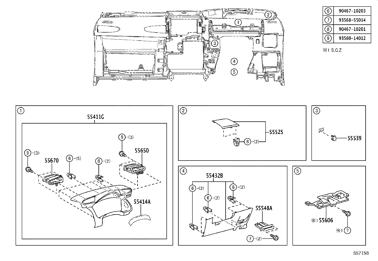 55307-68020 BRACE SUB-ASSY, INSTRUMENT PANEL, NO.2 product image