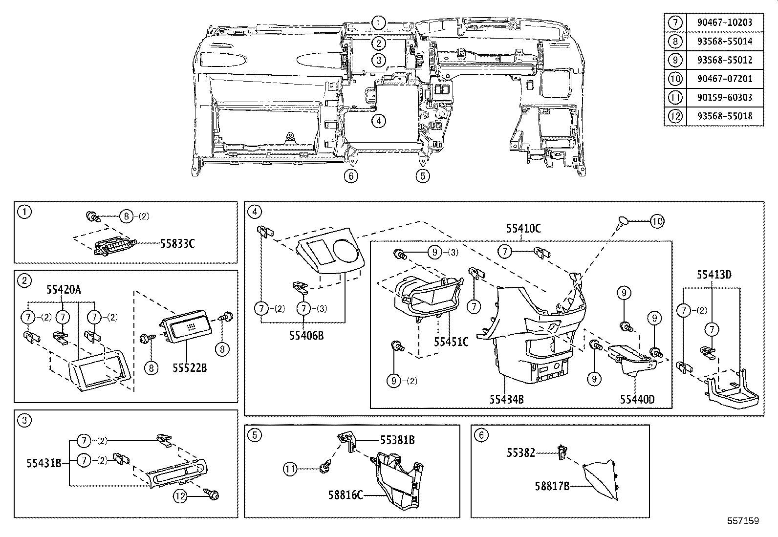 55307-68020 BRACE SUB-ASSY, INSTRUMENT PANEL, NO.2 product image
