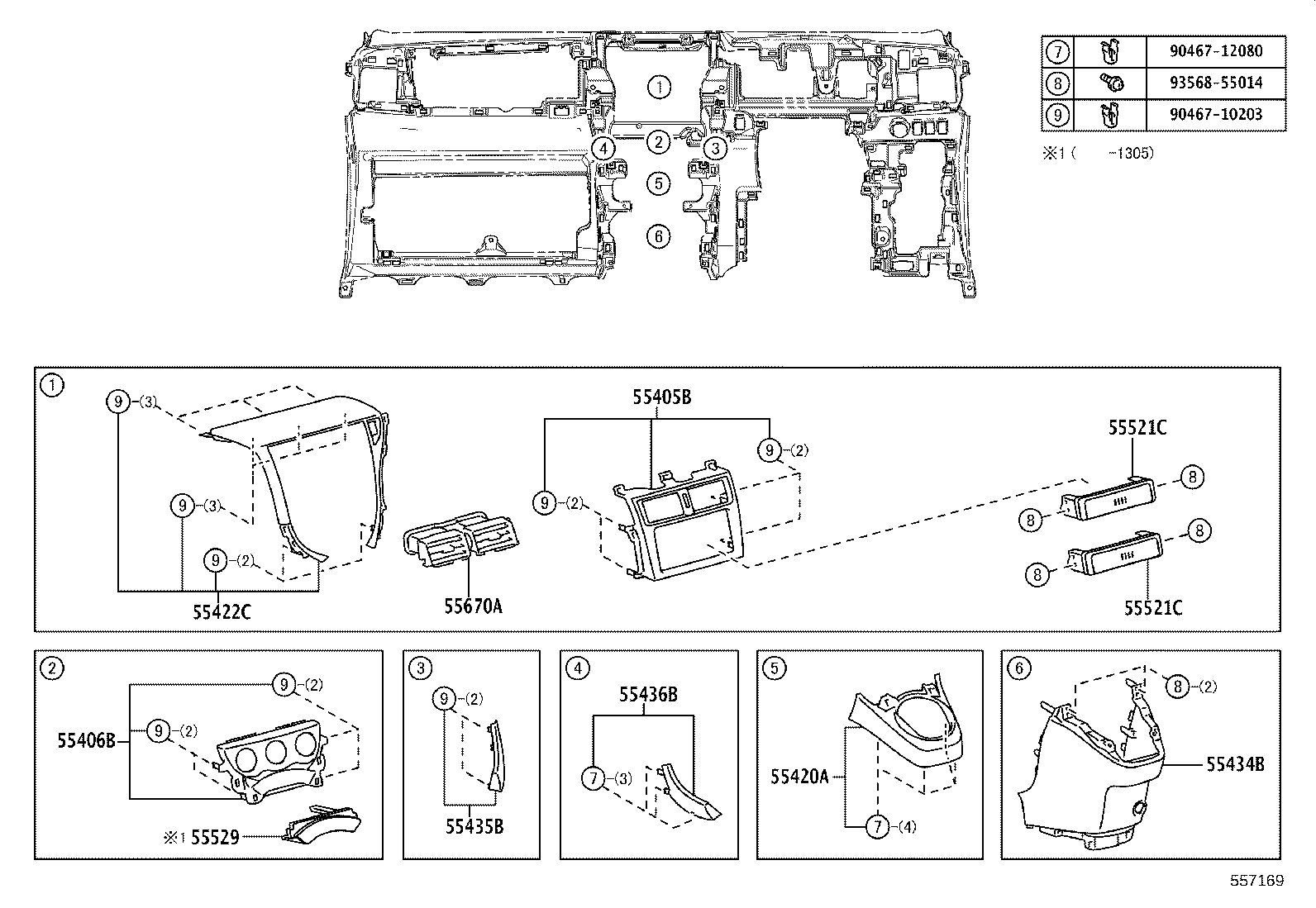 55307-52060 BRACE SUB-ASSY, INSTRUMENT PANEL, NO.2 product image