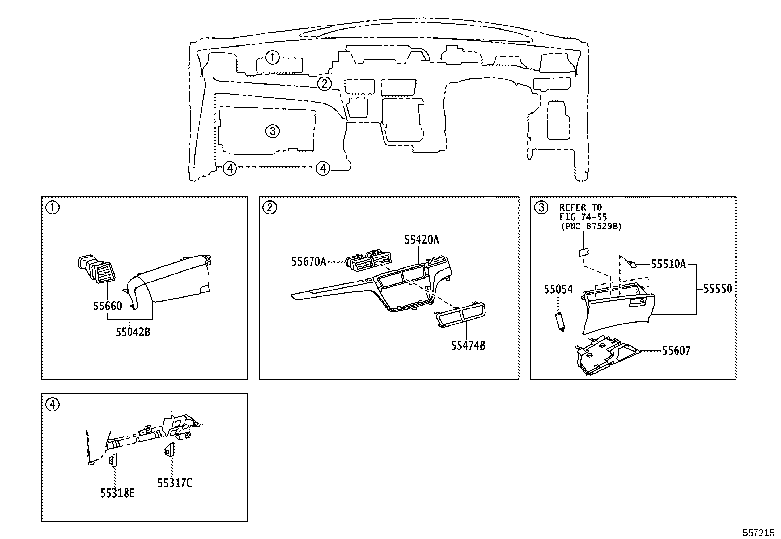 55405-28A40 PANEL SUB-ASSY, INSTRUMENT CLUSTER FINISH, CENTER product image