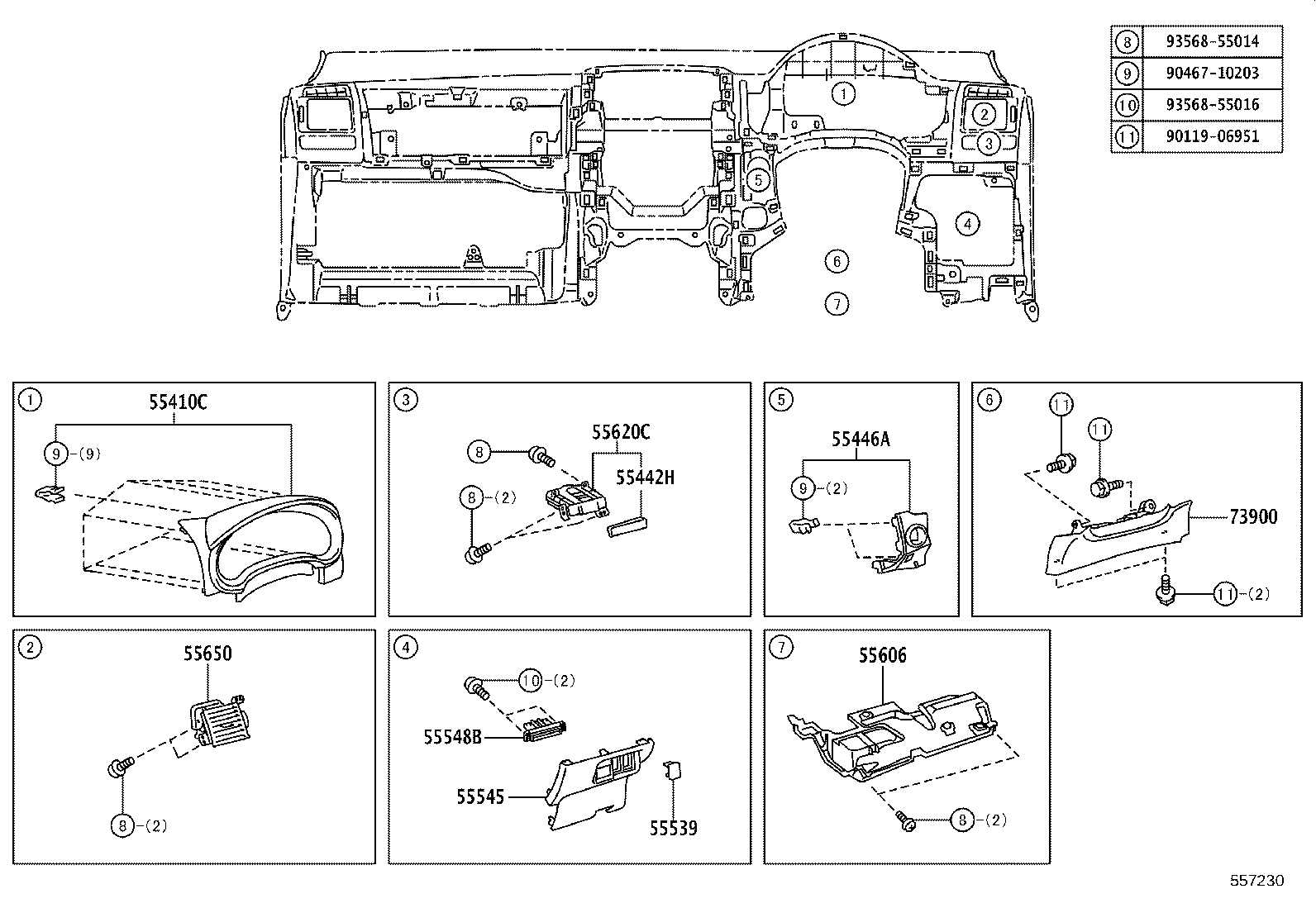 55357-12180 CUSHION, INSTRUMENT PANEL, NO.3 product image