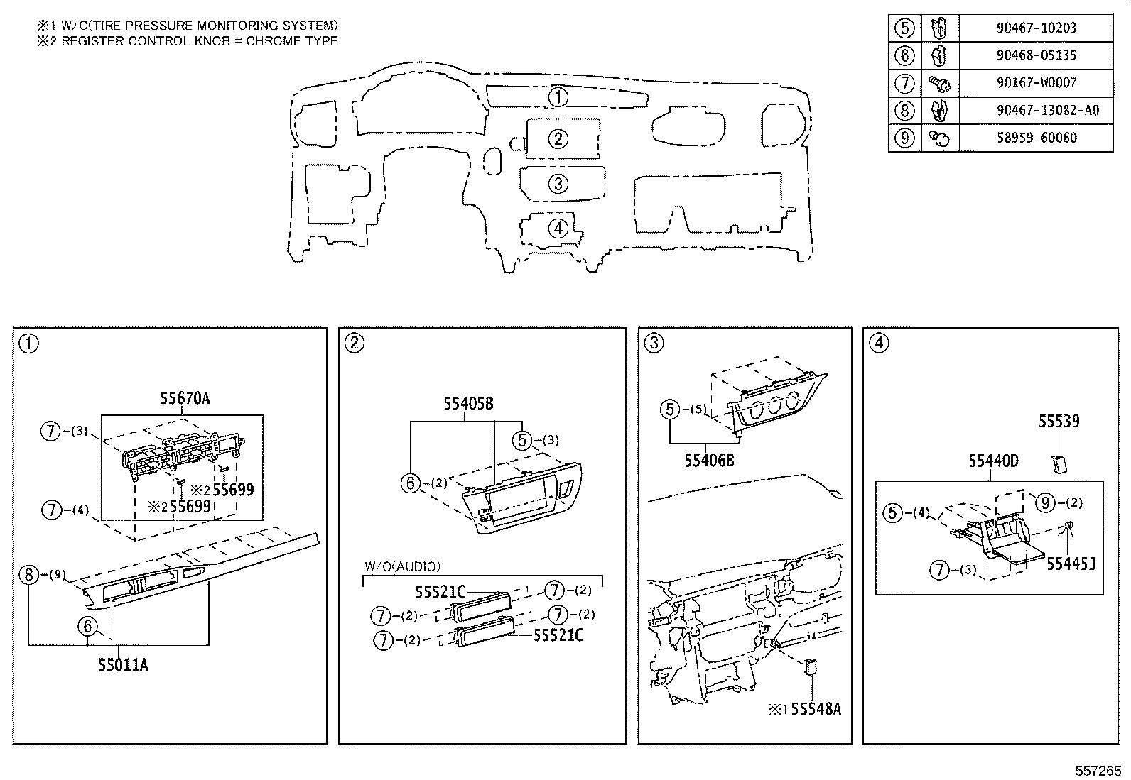 55307-02480 BRACE SUB-ASSY, INSTRUMENT PANEL, NO.2 product image