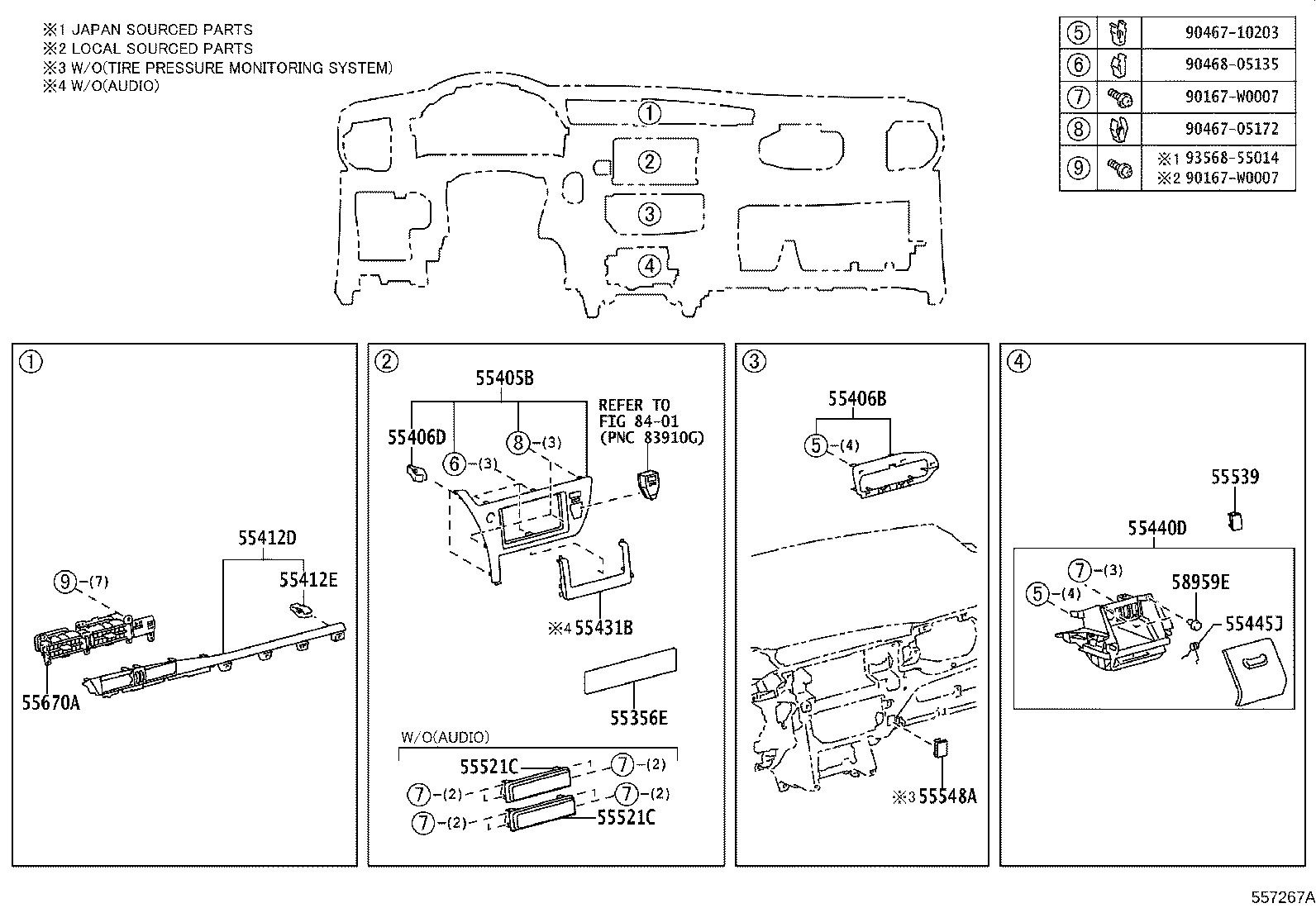55307-02480 BRACE SUB-ASSY, INSTRUMENT PANEL, NO.2 product image