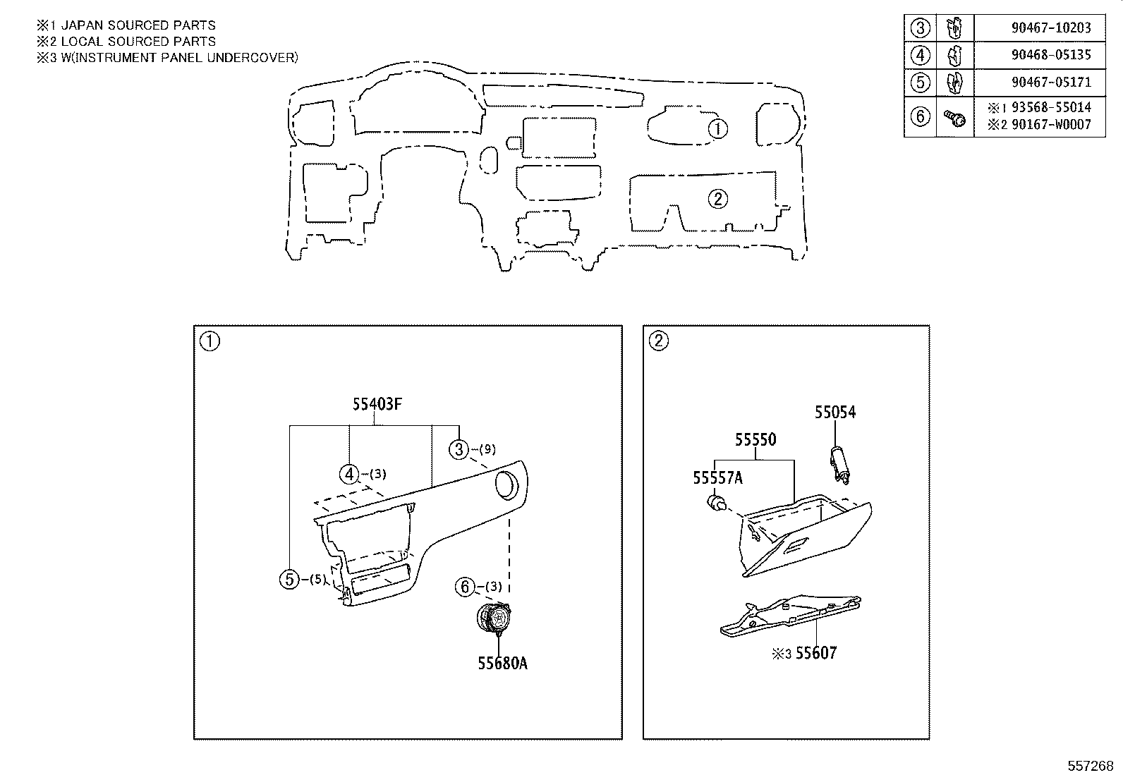 55307-02480 BRACE SUB-ASSY, INSTRUMENT PANEL, NO.2 product image