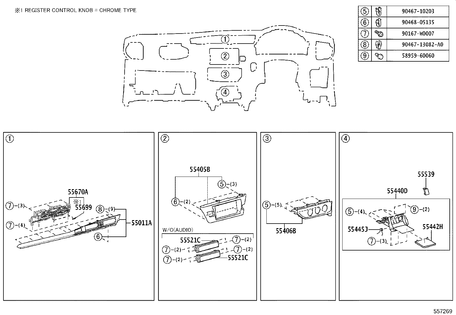 55307-02480 BRACE SUB-ASSY, INSTRUMENT PANEL, NO.2 product image